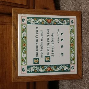 7" Square Berggren William B. Yeats Irish Quote Framed Hanging Tile Wood Frame
